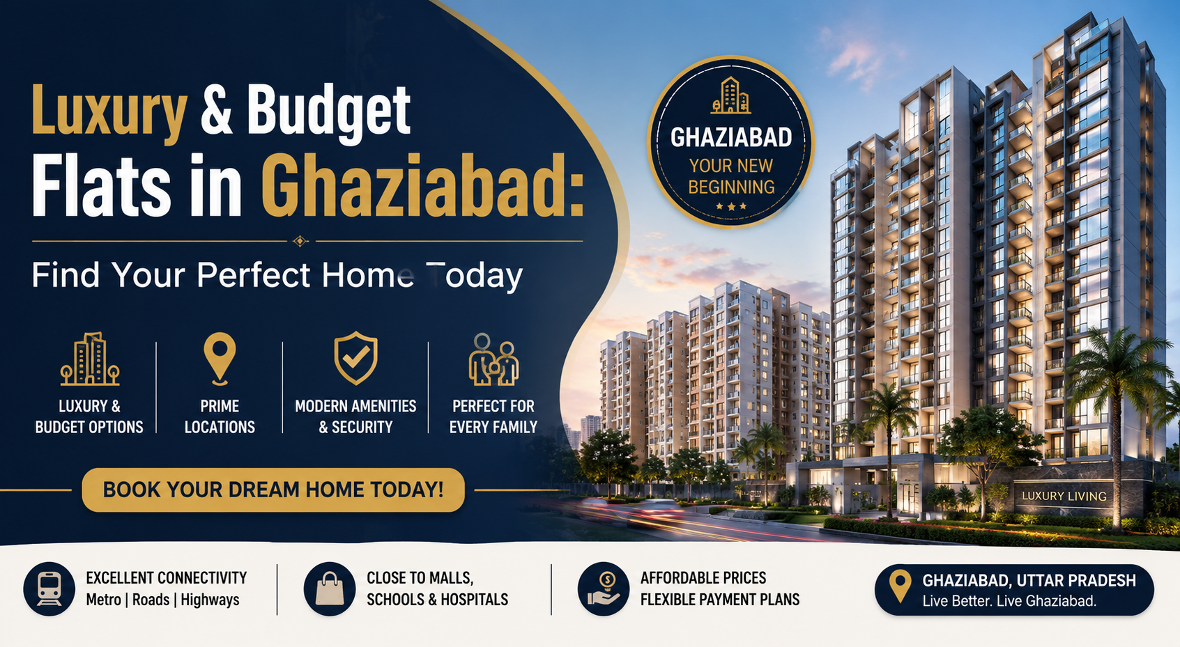 Discover Luxury & Budget Flats in Ghaziabad: Find Your Perfect Home Today. Explore the best flats in Ghaziabad and find a flat for sale in Indirapuram Ghaziabad with modern amenities, prime locations, and affordable pricing. Compare residential options and choose your ideal home today.